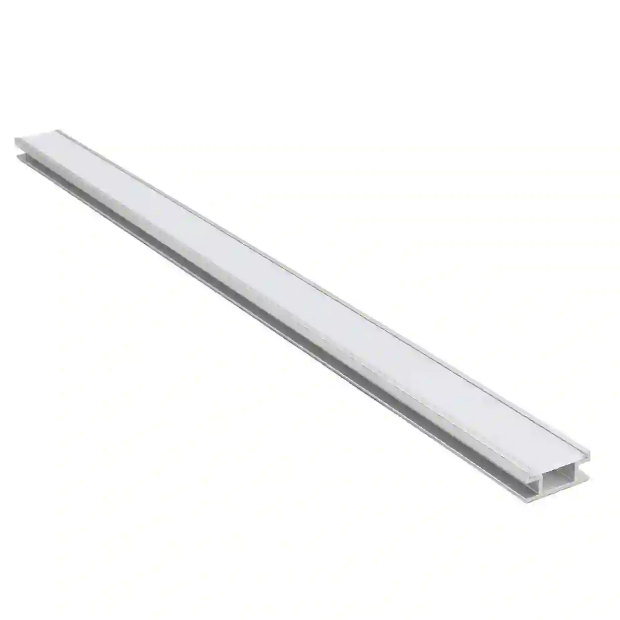 Pochozí hliníkový LED profil FL1 pro dlažbu stříbrný 19,1x8mm s mléčným difuzorem pohled ze strany